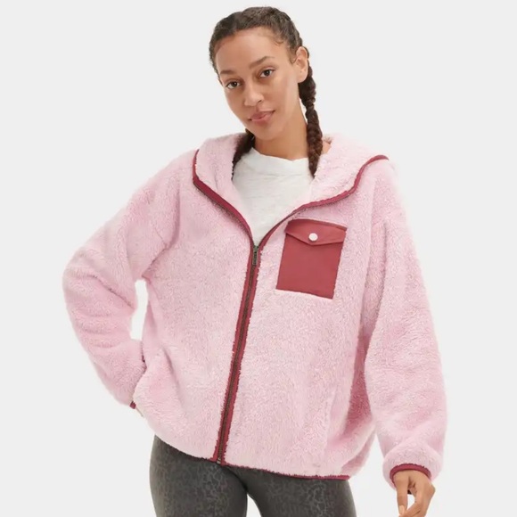 Ugg Kadence Fluffy Sherpa Oversized Relaxed Fit Hooded Teddy Jacket - Picture 10 of 10